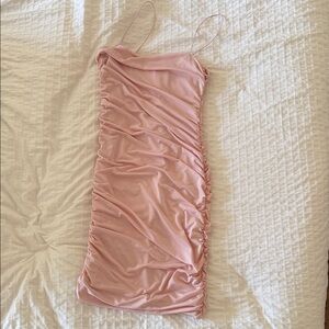 Love By Design Pink Gathered Midi Dress